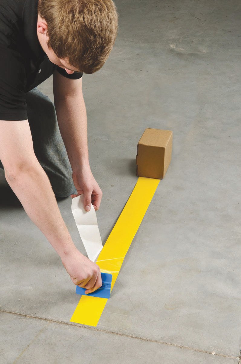 Brady ToughStripe Floor Marking Tape - Yellow, Non-Abrasive Floor Tape - 2" Width, 100' Length for Concrete, Harsh Conditions, Forklift, High Traffic Floors (104312)