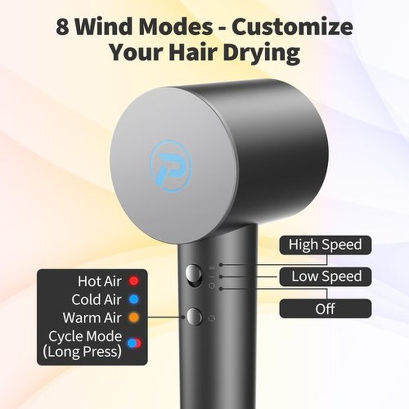 Hair Dryer - 110,000 RPM Professional Hair Dryer with Diffuser, Ionic Blow Dryer, 8 Wind Modes, Magnetic Nozzles, Fast Drying for All Hair Types - Valentine’ s Day Gifts for Her Women Self Care Gifts