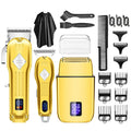 Roziapro Hair Clippers for Men Zero Gapped T-Blade Trimmer Rechargeable Foil Shavers Professional Hair Cutting Kit (Gold)