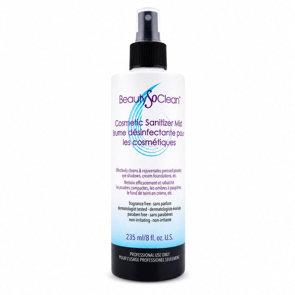 Beautysoclean Cosmetic Sanitizer Mist - (8.0 oz.) Makeup Sanitizing Spray for Powder-based Makeup Palettes & Pressed Cream Foundations, Bronzers, Concealers, Blushes, Eyeshadows.