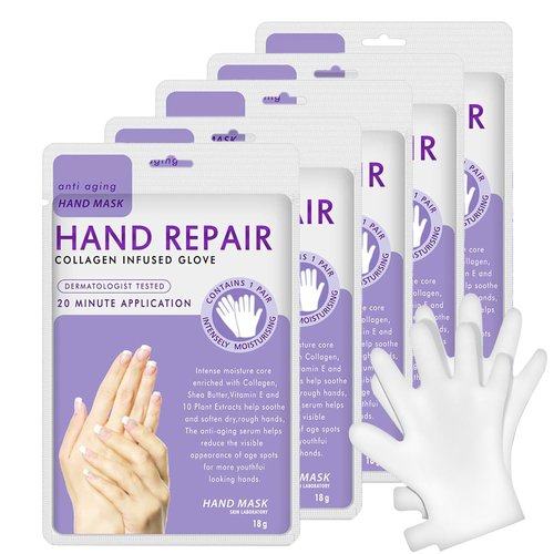 Liefiet Hand Peel Mask Moisturizing Gloves 5Pack, Hydrating Hand Masks Repair Dry Cracked Hands, Skin Moisturizer for Soft and Smooth Touch