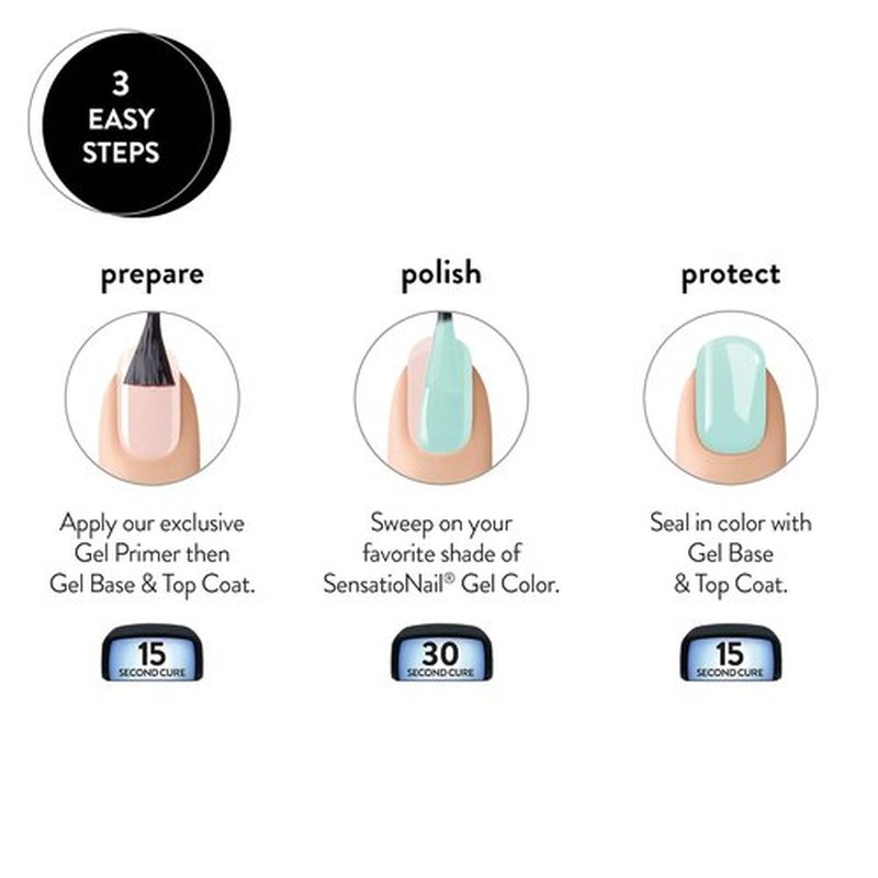Sensationail Gel Color Nail Polish, Un-Teal The End, Blue, No Dry Time, Quick Cure, Glossy Finish, Up To 2 Weeks, Salon Quality At Home Nails, Use With LED/UV Lamp, Includes Manicure Stick, 0.25 Fl Oz