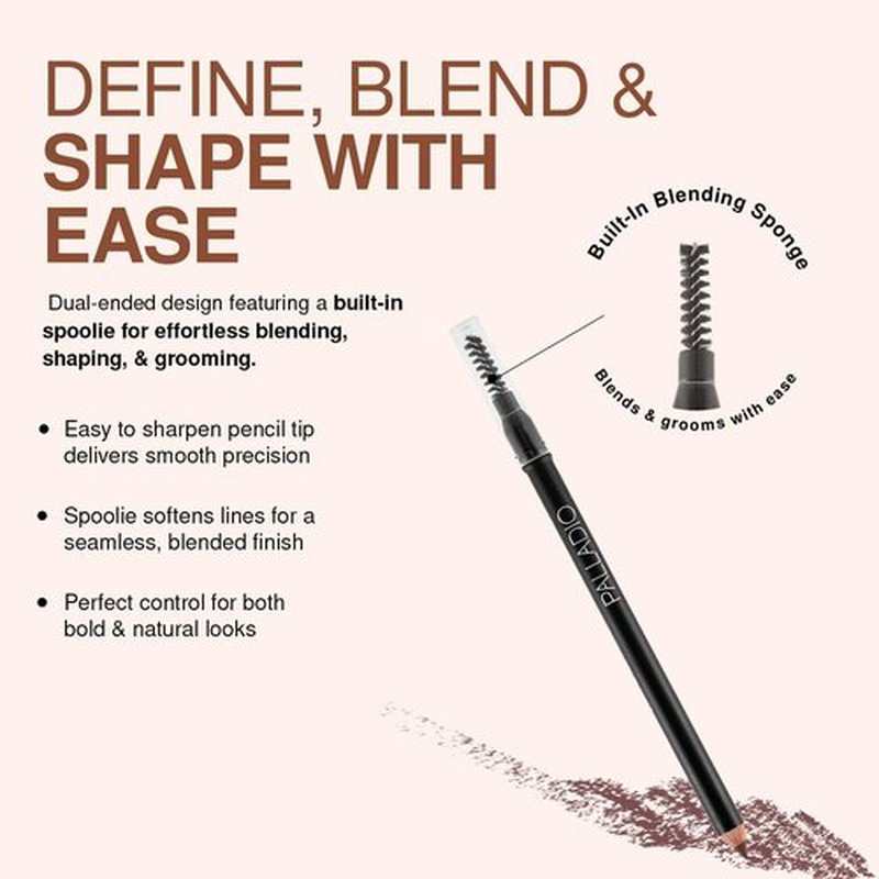 Palladio Brow Pencil & Brush - Perfectly Defined Eyebrows in Taupe Color