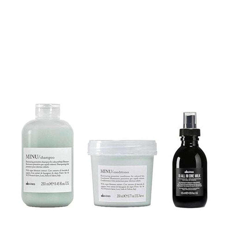 Davines All In One Milk Lotion - Nourishing Hair Treatment + Minu Shampoo & Conditioner Set