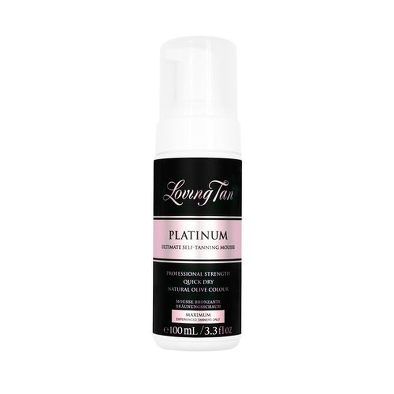 Loving Tan Platinum Self Tanning Mousse, Dark -Streak Free, Natural Looking, Professional Quality Self Tanner -5+ Self Tan Applications per Bottle, Naturally Derived DHA- 3.3 Fl Oz -Packaging May Vary