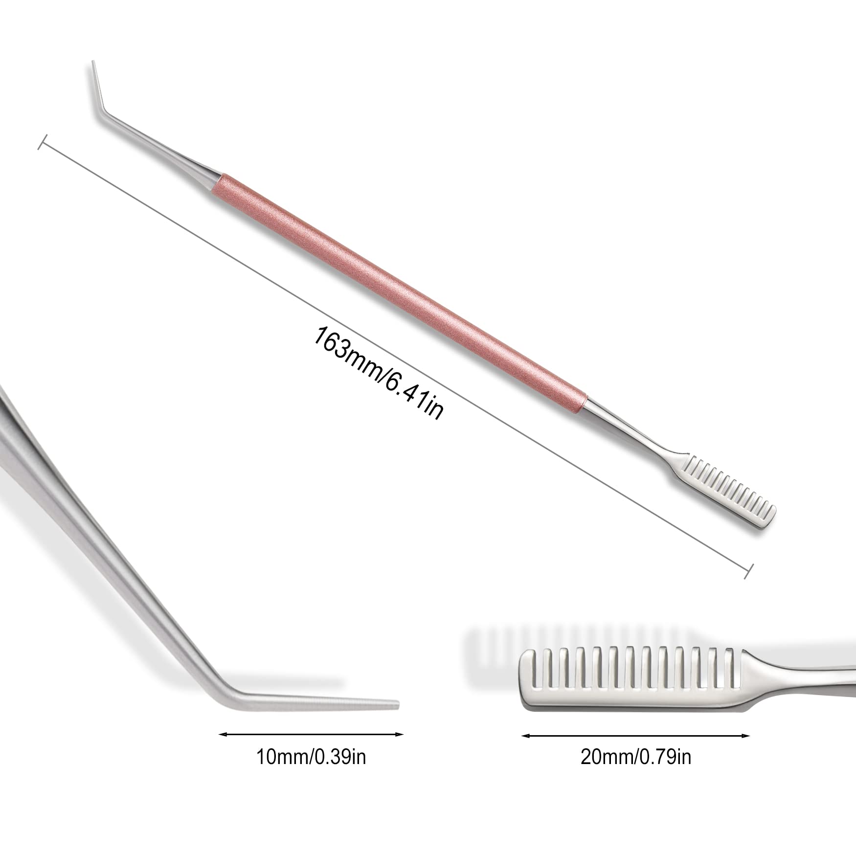 FVION 2 Pcs Eyelash Lift Tool – Stainless Steel Eyelash Separator Tool for Eyelash Eyebrow Perming Tinting, Metal Lash Lift Rods Tools for Curling Extensions, Lash Lift Kit Precision Lash Comb - Pink