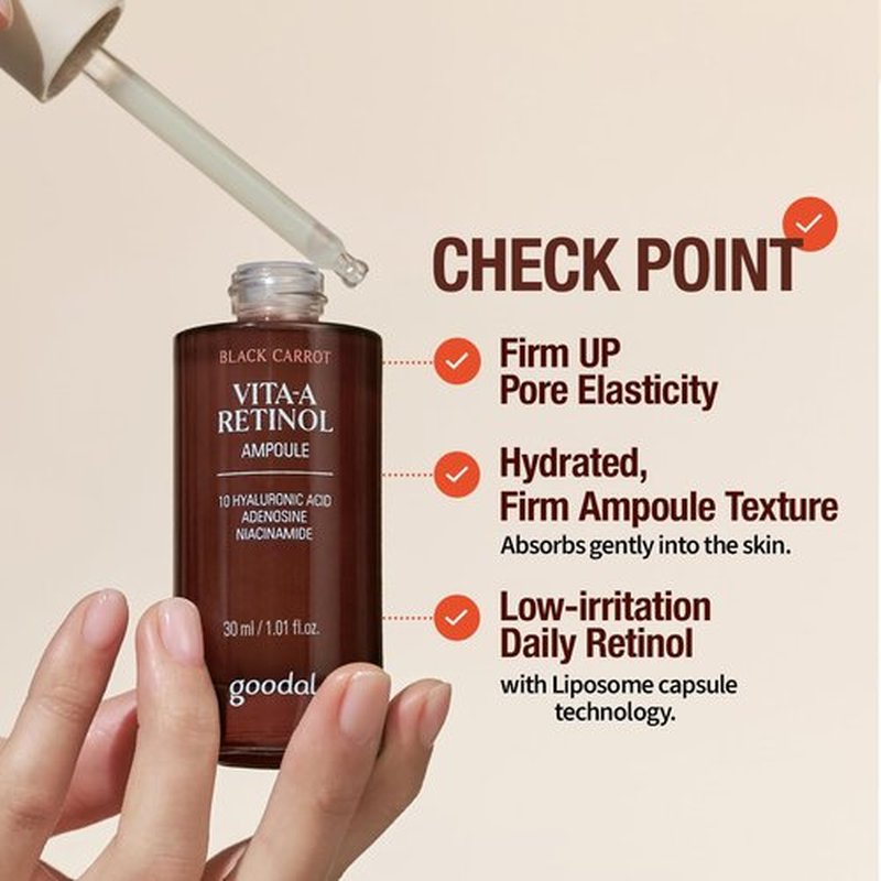Goodal Black Carrot VITA-A Retinol Ampoule 30ml - Hydrating Facial Serum for Glowy Skin