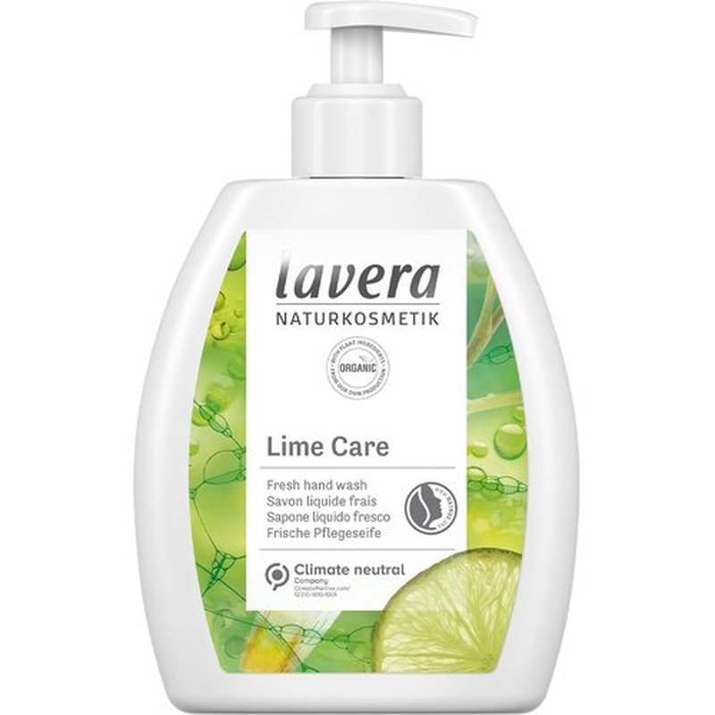 lavera Lime Care Hand Wash - Mild cleansing with lime & lemongrass - pH-neutral formula with delicate care foam - PETA certified - biodegradable - vegan - natural cosmetics - 8.45 fl.oz.