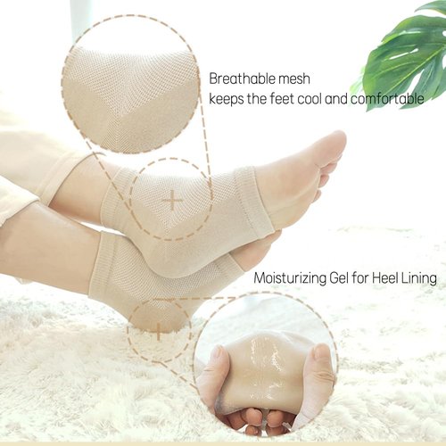 Moisturizing Gel Heel Socks to Repair Dry Cracked Heel - Soften, Soothe, and Revitalize Your Feet, for Men and Women (Gray, 1 Pair)