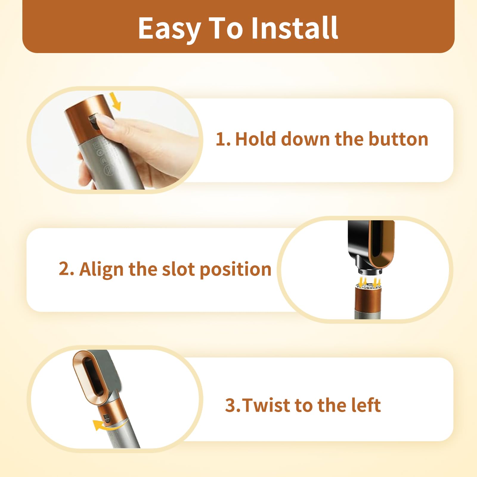 Pre-Styling Dryer Attachment for Dyson Airwrap, Nozzle Replacement Curling Barrels Hair Styler Accessories, Part No. 969759-01, Nickel/Copper