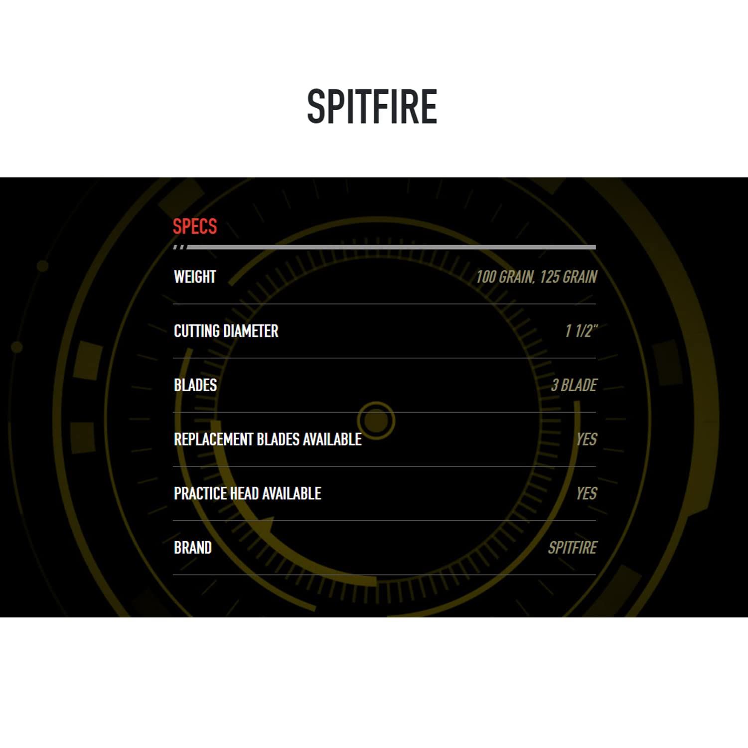 NEW Archery Products Spitfire 3-Blade Durable Precise Front-Deploying Archery Bowhunting Mechanical Broadhead, 125 Grain, 4 Pack