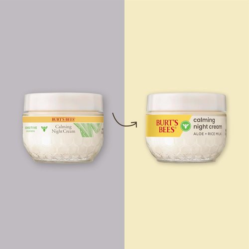 Burt's Bees Calming Night Cream - Moisturizing Face Cream With Aloe & Rice Milk for Sensitive Skin | 1.8 oz Tub