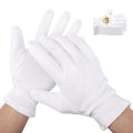 Segbeauty 24 Count White Cotton Hand Gloves with Elastic Band, Extra Large Lotion Moisturizing Gloves (12 Pairs) for Men and Women, Dry Skin Care Overnight Sleeping Gloves