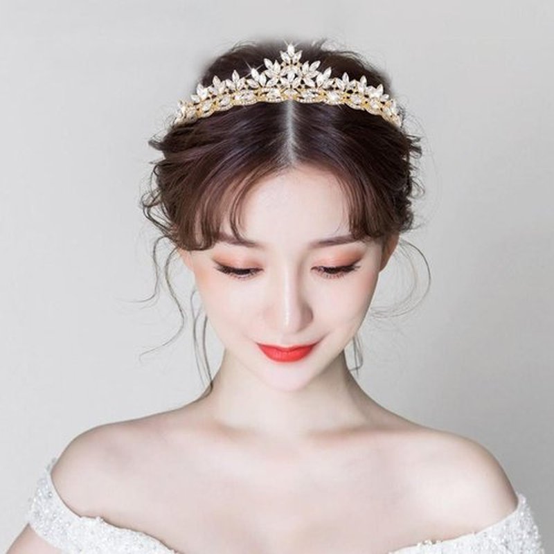 JITINX Crystal Tiaras & Crowns for Women, Bride Royal Queen Headband Princess Headpieces for Birthday Cake Crown & Prom Pageant Party (Gold Crown)