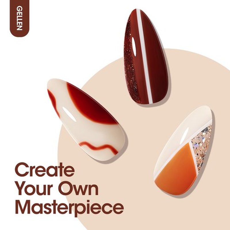GELLEN Gel Nail Polish Set, 6 Colors Warm Brown Gel Polish Set Caramel Neutral Beige Glitter Brown Nail Gel Polish Pumpkin Soak Off UV Gel Nail Kit Manicure DIY Nail Art Gifts for Women