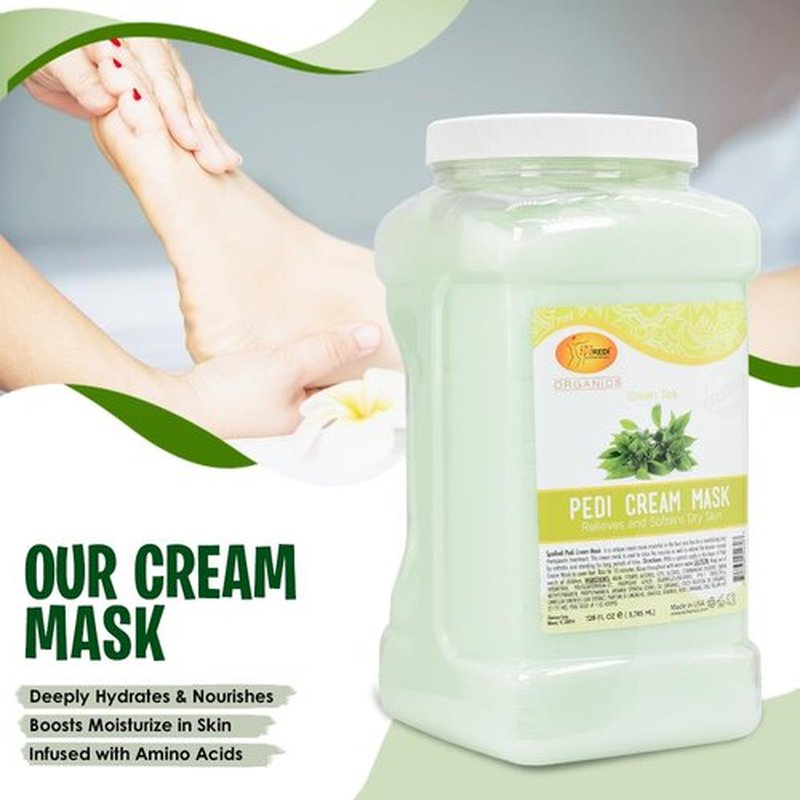 SPA REDI - Body and Foot Cream Mask, Green Tea, 128 Oz - Pedicure Massage for Tired Feet and Body, Hydrating, Fresh Skin - Infused with Hyaluronic Acid, Amino Acids, Panthenol, Comfrey Extract