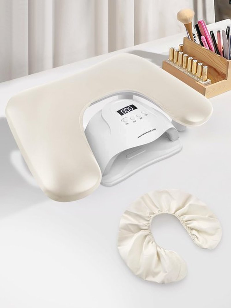 EBANKU Nail Arm Rest Covers for Nails Tech, White Arm Rest Protector Covers Set of 2, Premium PU Leather Waterproof, Suitable for U-Shaped Professional Manicure Nail Hand Rest and More