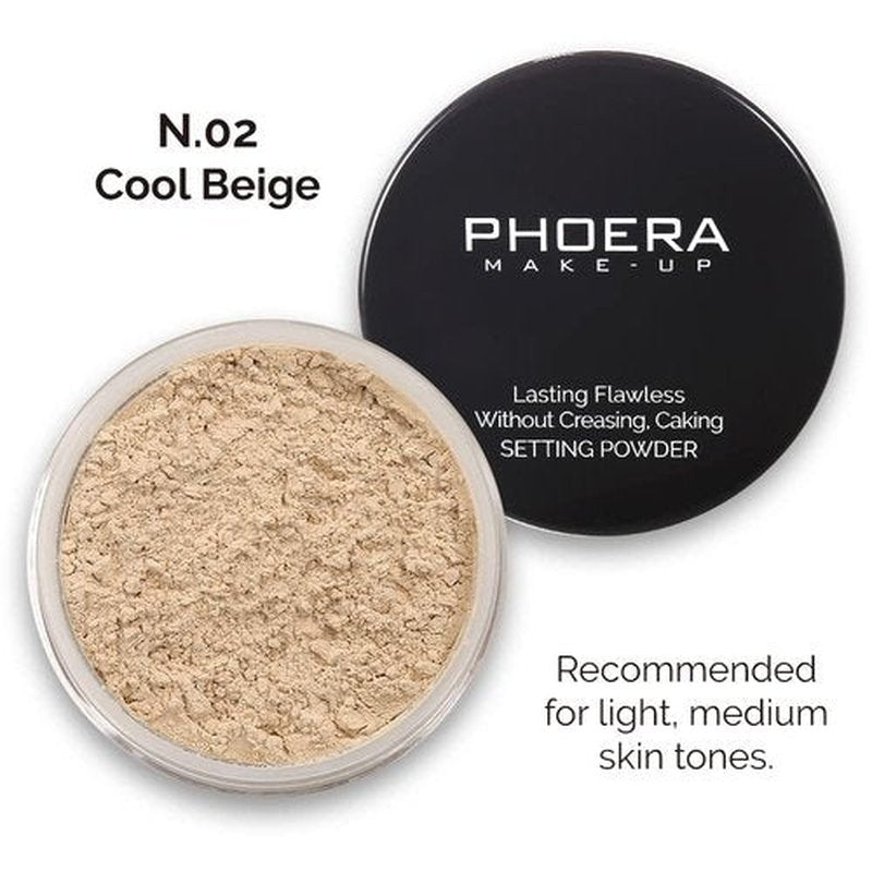 PHOERA Foundation Full Coverage,PHOERA Face Powder, Soft Focus Setting Powder, PHOERA Makeup Lightweight Wrinkles Matte Natural Finish for a Flawless Complexion (104 Buff Beige+N.02 Cool Beige)
