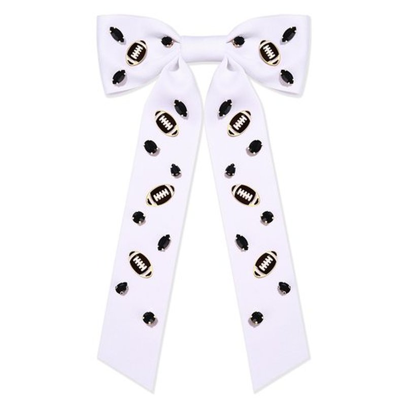 Game Day Football Hair Bows Accessories for Women Jeweled Large Ribbon Bow Clips Red Blue Spirit Day Accessories Game Day Outfits Sports Team Spirit Football Mom Accessories Gifts (Pattern A1)