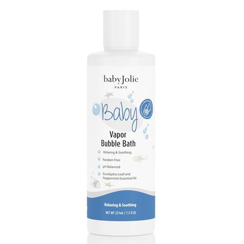 Baby Jolie Vapor Bubble Bath - Aromatherapy for Stuffy Nose & Cough Relief | Natural Eucalyptus & Peppermint, 7.5 oz