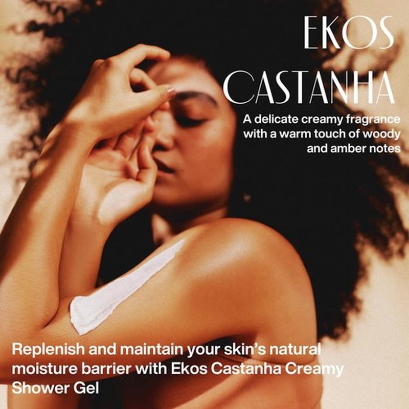 Natura Ekos Castanha Shower Gel - Deep Hydration & Light Texture - Vegan Body Wash - 6.5 fl oz (195ml)