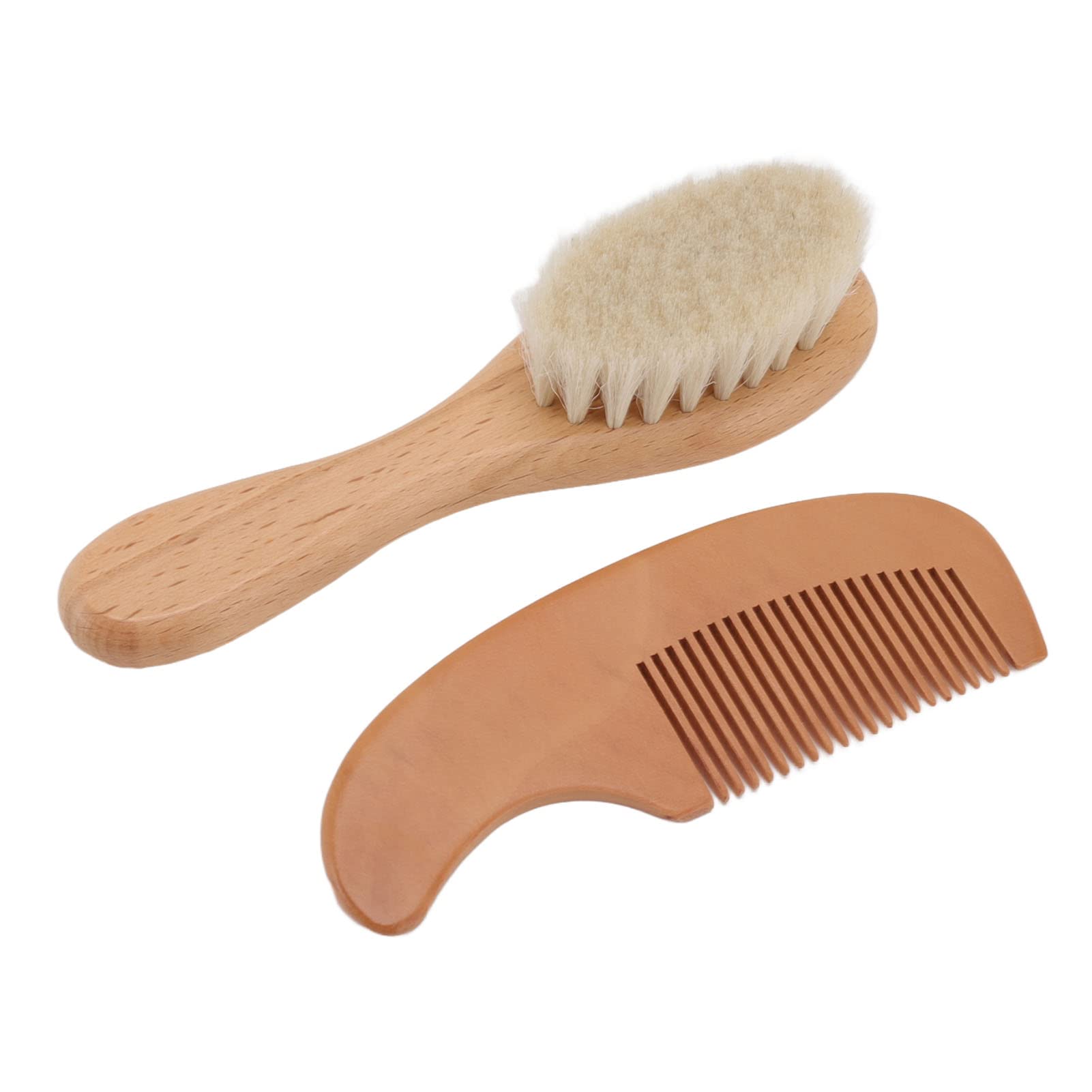 Hair Brush and Comb for Men, Soft Brush with Wood Handle, Wooden Comb for Hair and Beard, Gentle Styling Scalp Care Grooming Kit