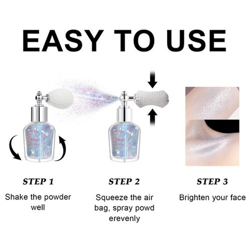 Hair and Body Glitter Spray, Shimmering Powder Sparkle Powder Makeup, Glitter Loose Sparkle Makeup for Body Highlighter,Festival Prom Rave Accessories (Glint-Rainbow)