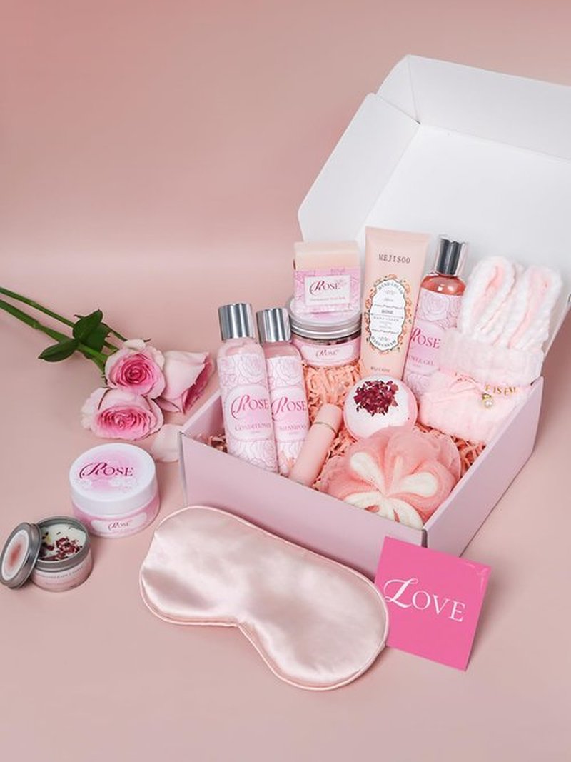 Mother's Day Gifts Set 16Pcs Rose Spa Bath & Body Care Set with Bath Bombs & Lotions, Relaxing Home Spa Gift Kit for Mom Wife Girlfriend, Ideal for Mother’s Day Birthday Women Gift Sets