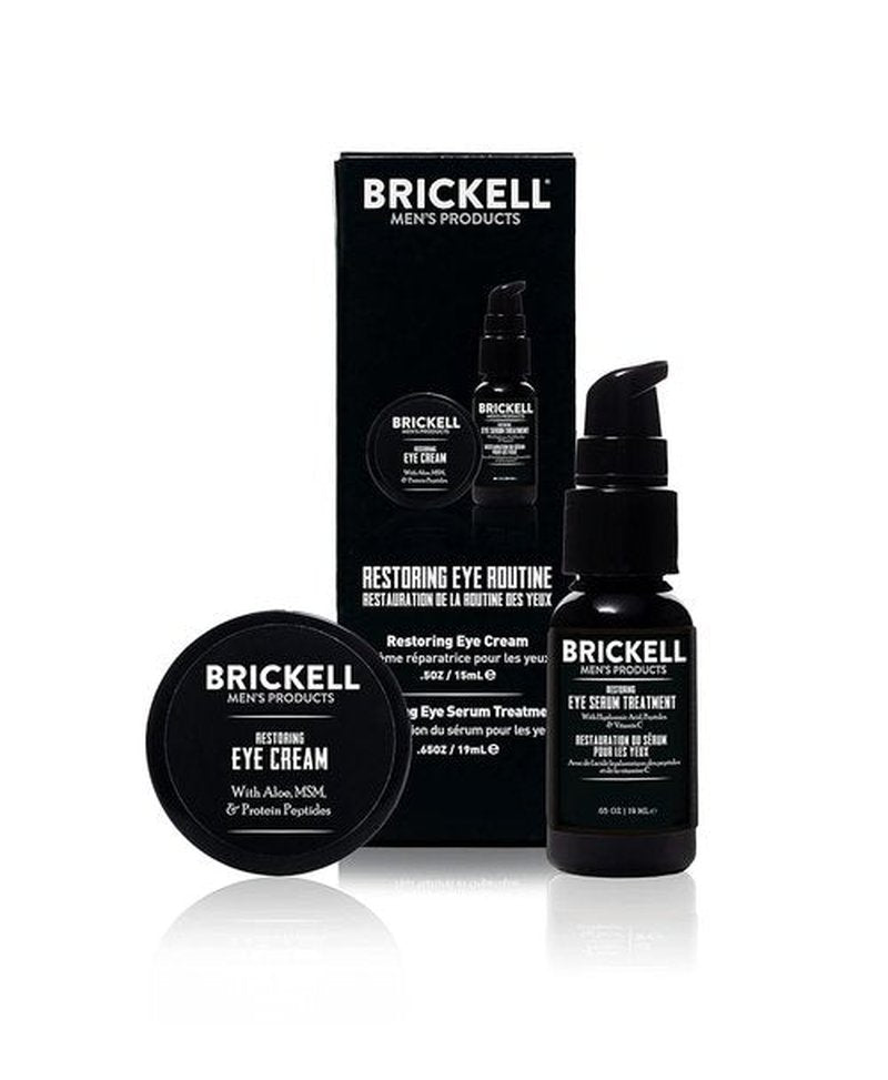 Brickell Men's Eye Cream & Serum Set - Natural, Organic, Unscented | Restoring Eye Routine for Men
