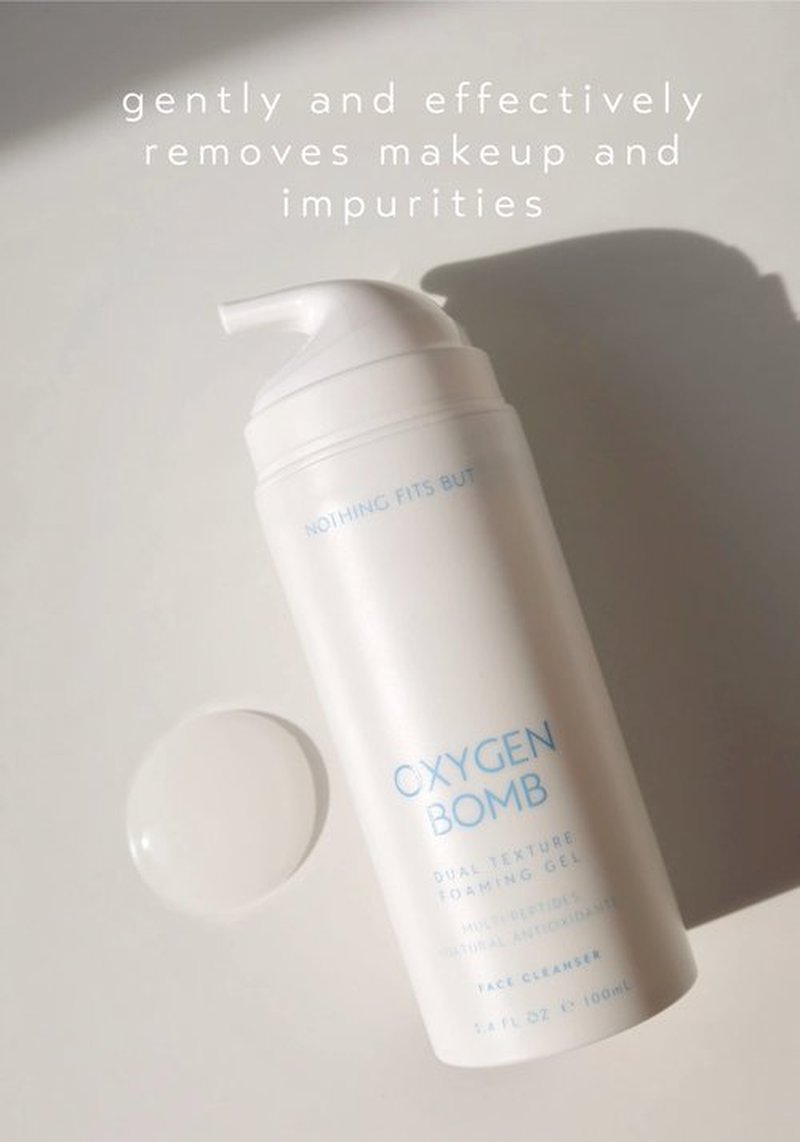 NOTHING FITS BUT Oxygen Bomb Dual Texture Pore Purifying Foaming Gel, Self-Foaming Face Mask & Daily Cleanser, Multi-Peptide & Botanical Oil K-Beauty Skincare, Hydrates and Refines Texture, 3.4 Oz