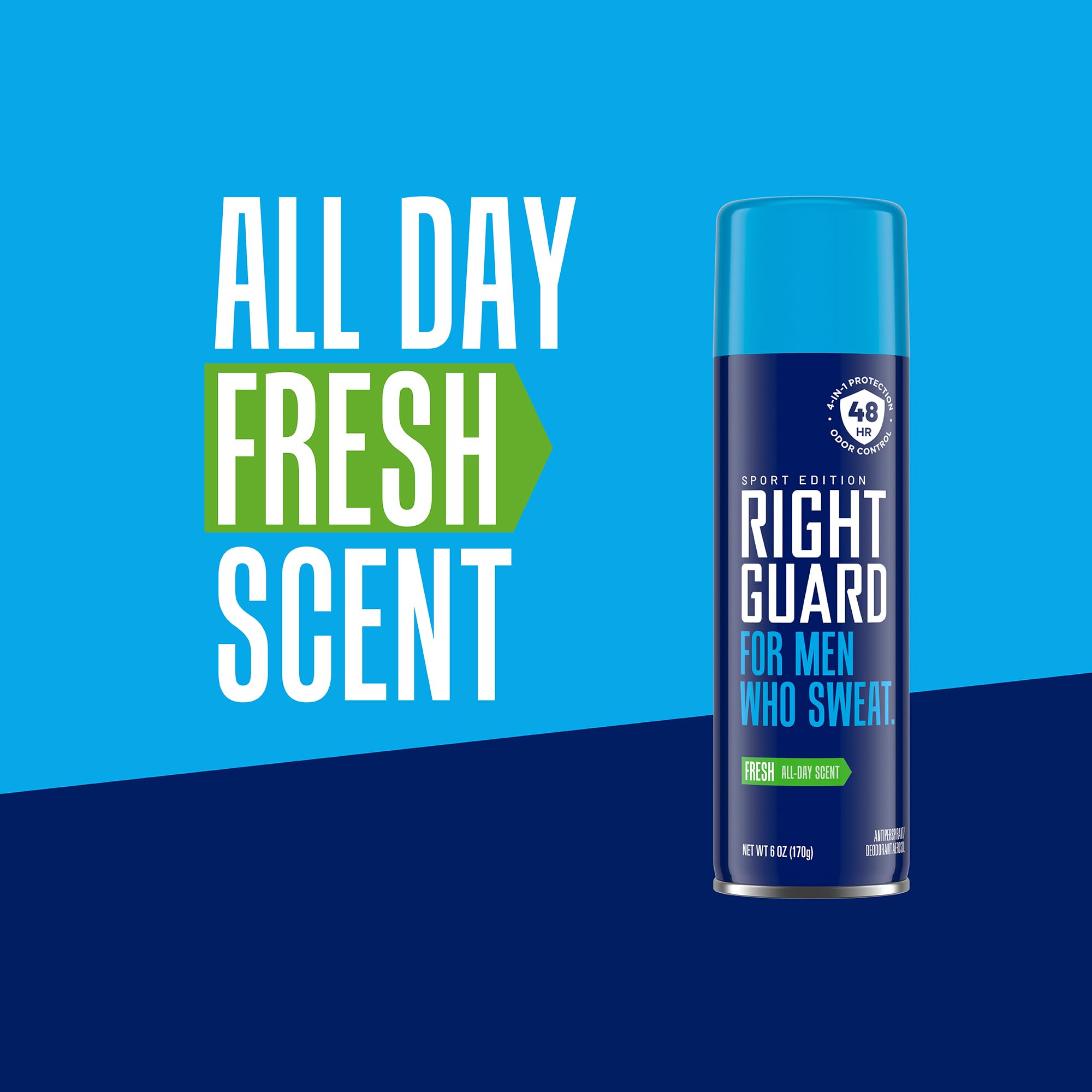 Right Guard Sport Fresh Scent Antiperspirant & Deodorant Spray - 4-in-1 Protection Spray Deodorant for Men, Blocks Sweat, 48-Hour Odor Control, Quick-Drying, & Long-Lasting, 6oz (3 Pack)
