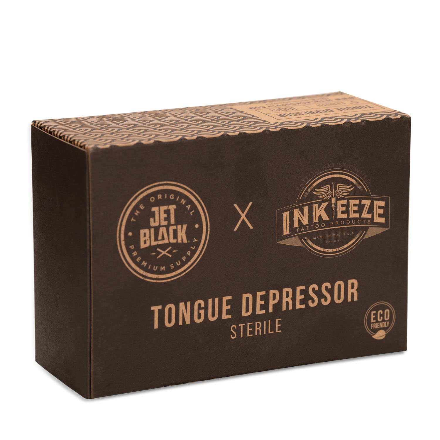 Jet Black Tattoo Tongue Depressor, Eco Friendly Tattoo Supplies, 5" Individually packaged and EO Sterilized, Easy Transferring Ointments, 100 Count