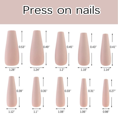 AddFavor 400pc Long Press on Nails Matte Coffin Ballerina Full Cover Fake Nail Tips DIY Acrylic False Nails for Women Girls Nail Art Decoration (Black White Pink Nude)