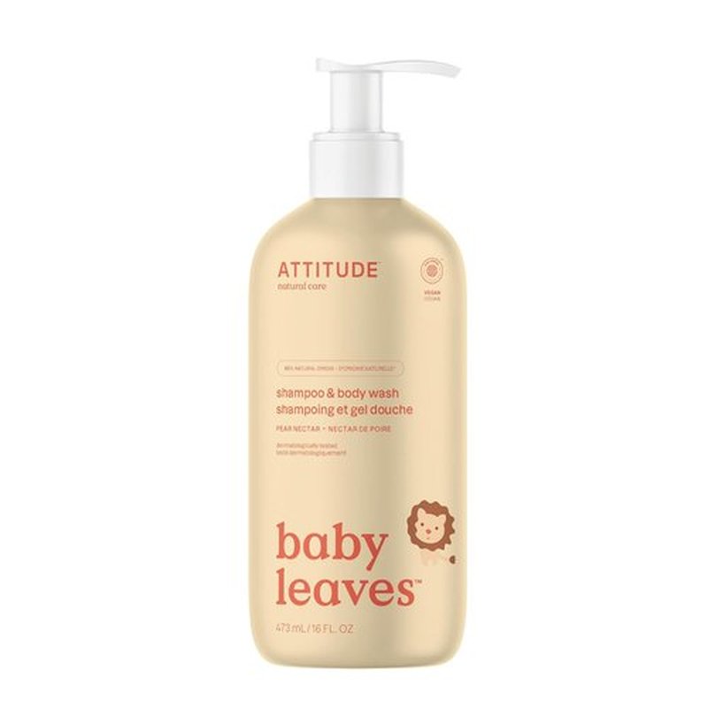 ATTITUDE Baby 2-in-1 Shampoo & Body Wash - EWG Verified, Vegan, Pear Nectar Scent | 16 Fl Oz