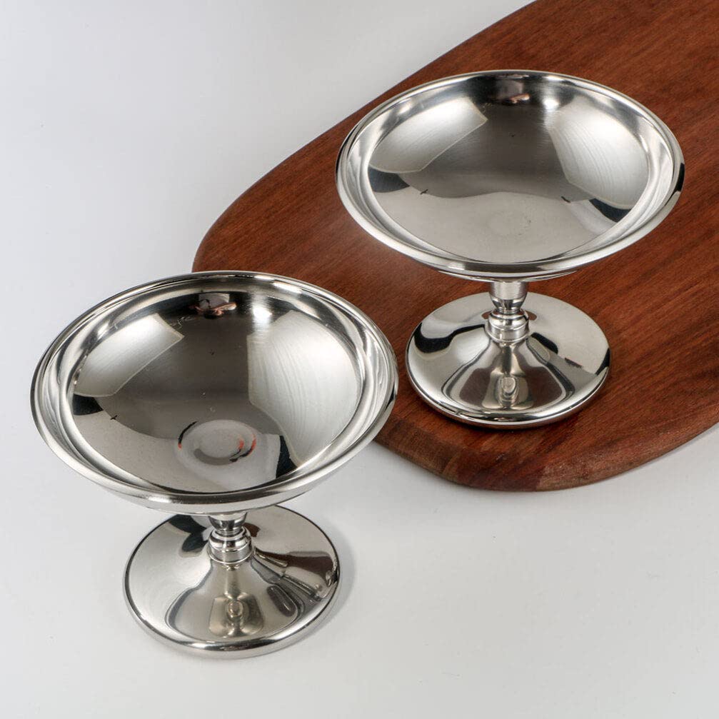 Angoily 3Pcs Mini Ice Cream Cup, Stainless Steel Dessert Sliver Cup Footed