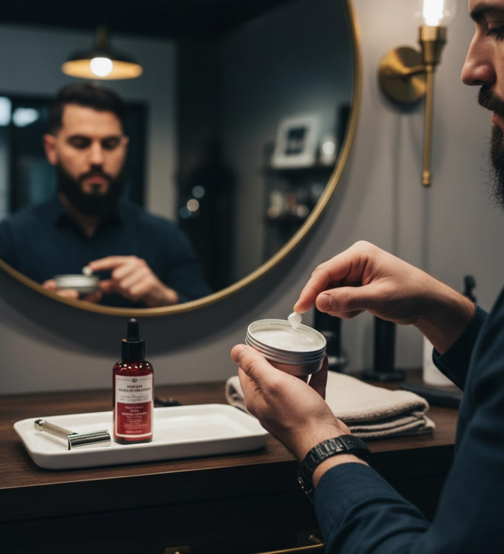 Tropic Isle Living Strong Roots Men Stubble + Bump Control 4 oz and Beard Pomade 4 oz Smooths, Conditions, and Styles for Grooming – Gift Set (2 Items)