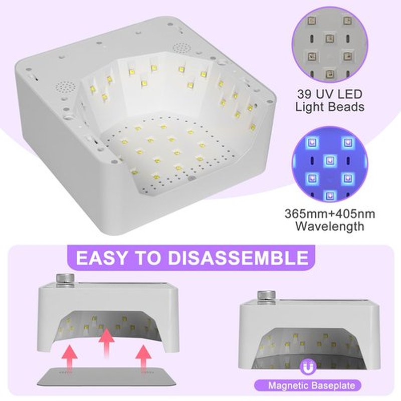 Nailartane UV LED Nail Lamp Cordless, Rechargeable UV Light for Gel Nails with Metallic Reflector & Metal Base, 86W Wireless LED Nail Dryer, Professional Fast Curing Light for Salon Home Use, White