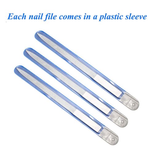 Terberl 8 Pack Diamond Nail File 7 inch Metal Fingernail Files, Stainless Steel Double Side Nail File for Salon Home and Travel Men Women
