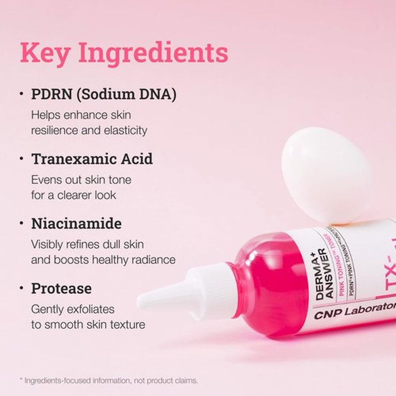 CNP Pink Toning™ Toner, PDRN + Tranexamic Acid Toner for Face, Salmon DNA, Niacinamide, for Glass Skin, Korean Skincare, 6.7 fl. oz.
