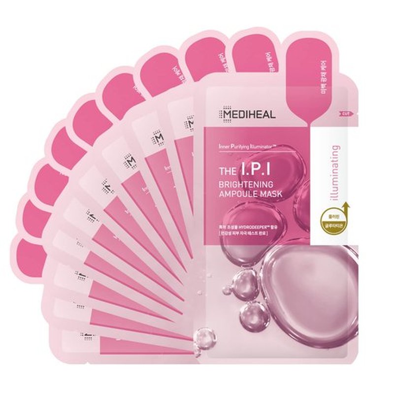 Mediheal IPI Ampoule Face Mask - 10 Sheets for Brightening Dull Skin with Niacinamide