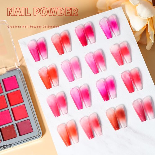 Nail Pigment Powder Set, 16 Colors Gradient Nail Glitter Powder, Neon Fluorescent Pigment Kit, Pink Rubbing Dust, Solid Pigment for Ombre Nail Design, Professional Manicure Accessories