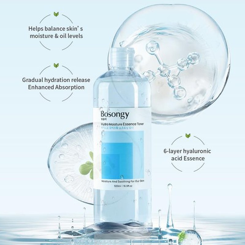 Bosongy Hydro Moisture Essence Toner 500ml(16.9fl.oz.) – Deep Nourishing Facial Toner for Dry & Sensitive Skin, Infused with Hyaluronic Acid, Panthenol &Azelaic Acid Toner Korean Skincare
