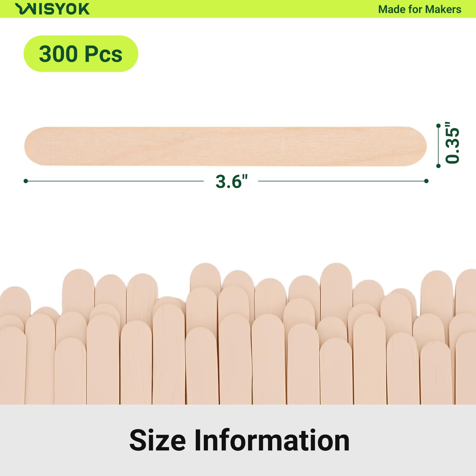 WISYOK 3.6'' Wooden Craft Sticks, 300pcs Mini Ice Cream Sticks, Natural Birtch Wood, Cakesicle, Cake Pop, Hair Removal and Waxing Supplies