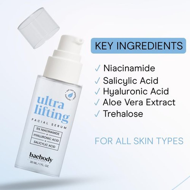 Baebody All-In-One Niacinamide with Peptides Serum for Face, Gentle Niacinamide Serum with Salicylic and Hyaluronic Acid, Made for All Skin Types, 30 mL