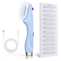 Dermaplane-razor for Women Face,Sonic Dermaplane,Sonic Dermaplaning Tool,Face Shaver Facial Hair Removal & Peach Fuzz Romover + 12 Blades (Blue With Silver Accent)