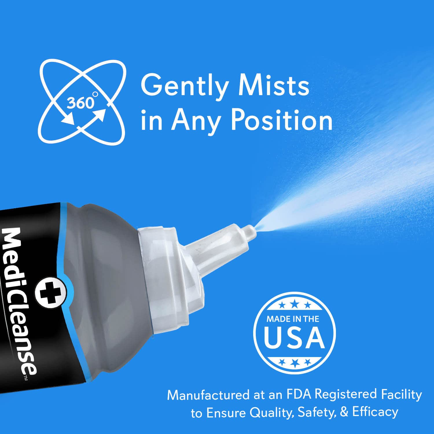 MediCleanse Sterile Saline Piercing Aftercare Fine Mist Spray, 7.5 Ounce, All Natural, No Alcohol, Vegan Friendly, for Piercings and Tattoos, Made in USA, Pack of 2