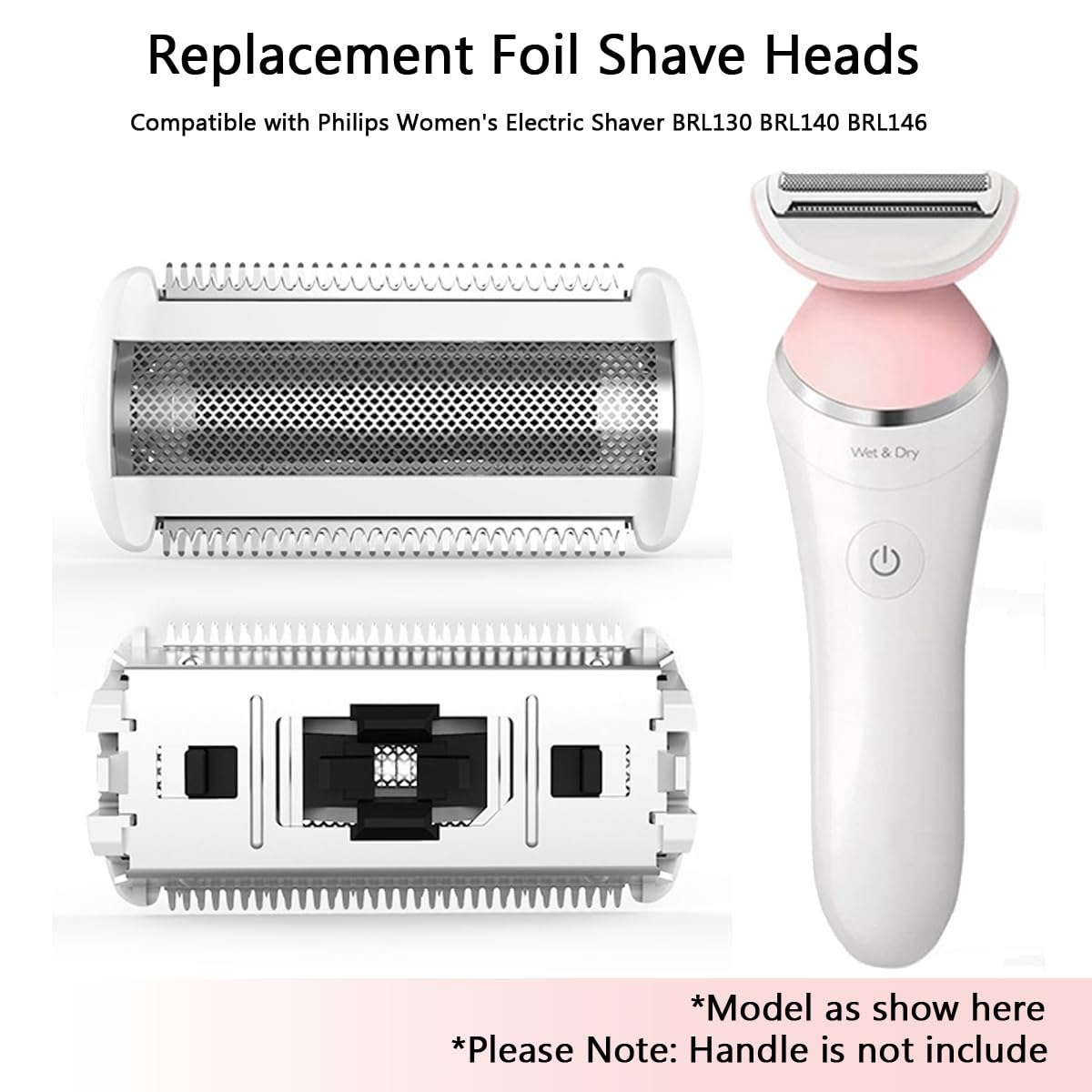 2 Pack BRL140 Replacement Shaver Foil Head Compatible with Philips Women's Electric Shaver BRL140 BRL130 Wet and Dry