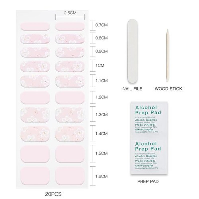 JMEOWIO Gel Nail Stickers Glitter White Flower Semi Cured Gel Nail Strips Wraps UV/LED Nails Art Design Decoration Accessories
