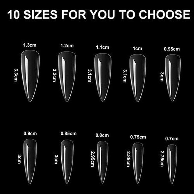 505PCS Acrylic Nail Brushes with False Nail Tips, Dual Head Gel Brush Acrylic UV Gel Picker Brush 3D Nail Acrylic Brush Fake Nail Tips Press on Nail Stiletto Nail for Dip Powder Extension Nails (C)