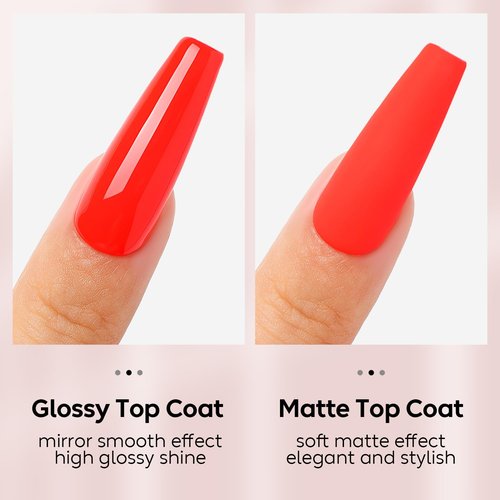 AIMEILI No Wipe Top Coat & Matte Gel Set - Hema Free, Vegan, Long-Lasting Shine Finish